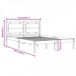 Massivholzbett Grau 150x200 cm 5FT King Size