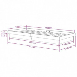 Massivholzbett Grau 75x190 cm 2FT6 Small Single