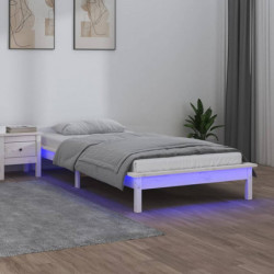 Massivholzbett mit LEDs Weiß 90x200 cm