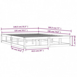 Massivholzbett Schwarz 135x190 cm 4FT6 Double