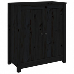 Sideboard Schwarz 70x35x80 cm Massivholz Kiefer