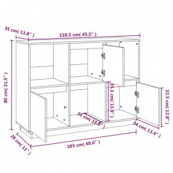 Sideboard Grau 110,5x35x80 cm Massivholz Kiefer