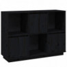 Sideboard Schwarz 110,5x35x80 cm Massivholz Kiefer