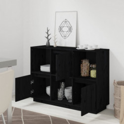 Sideboard Schwarz 110,5x35x80 cm Massivholz Kiefer