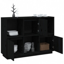 Sideboard Schwarz 110,5x35x80 cm Massivholz Kiefer