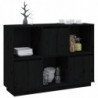 Sideboard Schwarz 110,5x35x80 cm Massivholz Kiefer