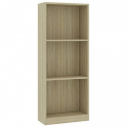 Bücherregal 3 Fächer Sonoma-Eiche 40x24x108 cm Holzwerkstoff