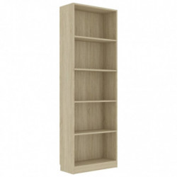 Bücherregal 5 Fächer Sonoma-Eiche 60x24x175 cm Holzwerkstoff