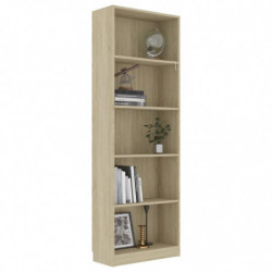 Bücherregal 5 Fächer Sonoma-Eiche 60x24x175 cm Holzwerkstoff