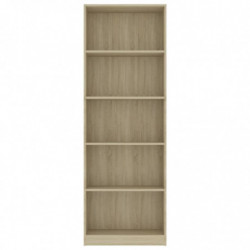 Bücherregal 5 Fächer Sonoma-Eiche 60x24x175 cm Holzwerkstoff