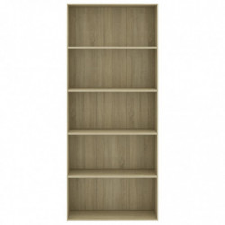 Bücherregal 5 Fächer Sonoma-Eiche 80x30x189 cm Holzwerkstoff
