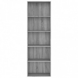 Bücherregal 5 Fächer Grau Sonoma 60x30x189 cm Holzwerkstoff