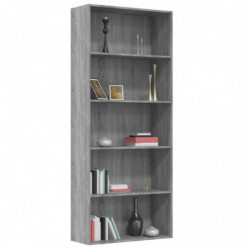 Bücherregal 5 Fächer Grau Sonoma 80x30x189 cm Holzwerkstoff