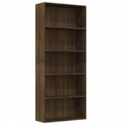 Bücherregal 5 Fächer Braun Eiche 80x30x189 cm Holzwerkstoff