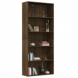 Bücherregal 5 Fächer Braun Eiche 80x30x189 cm Holzwerkstoff