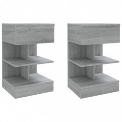 Nachttische 2 Stk. Grau Sonoma 40x35x65 cm Holzwerkstoff