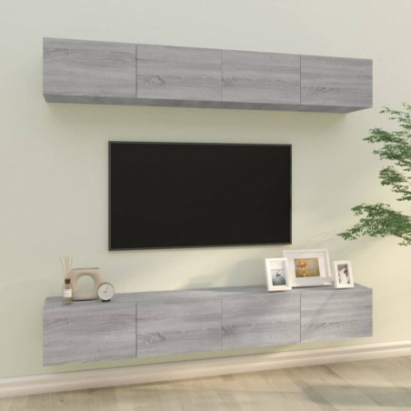 TV-Wandschränke 4 Stk. Grau Sonoma 100x30x30 cm