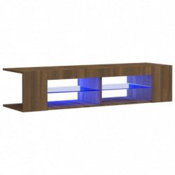 TV-Schrank mit LED-Leuchten Braun Eiche 135x39x30 cm