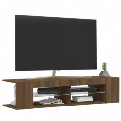 TV-Schrank mit LED-Leuchten Braun Eiche 135x39x30 cm