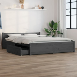 Bett mit Schubladen Grau 150x200 cm 5FT King Size