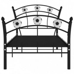 Einzelbett mit Fußball-Design Schwarz Metall 90x200 cm