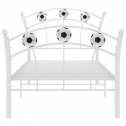 Einzelbett mit Fußball-Design Weiß Metall 90x200 cm