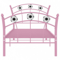 Einzelbett mit Fußball-Design Rosa Metall 90x200 cm