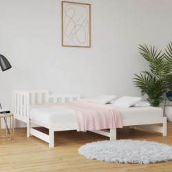 Tagesbett Ausziehbar Weiß 2x(80x200) cm Massivholz Kiefer