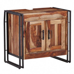 Waschbeckenunterschrank mit 2 Türen Sheesham Massivholz 68x63x42 cm 
