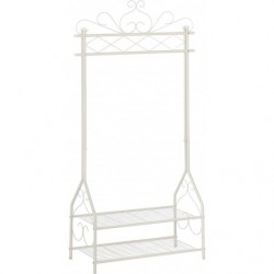 SONGMICS Kleiderständer Vintage mit Kleiderstange und 2 Metallböden 92 x 41 x 173 cm (B x T x H) Beige HSR07W