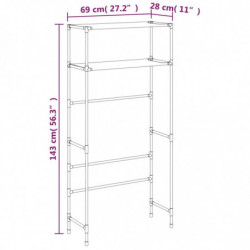 Waschmaschinenregal 2 Ablagen Grau 69x28x143 cm Eisen