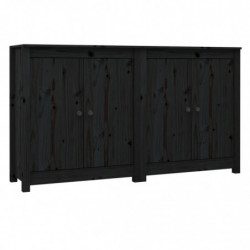 Sideboards 2 Stk. Schwarz 70x35x80 cm Massivholz Kiefer