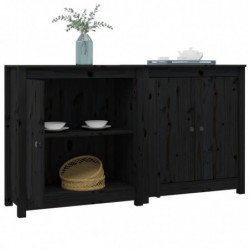 Sideboards 2 Stk. Schwarz 70x35x80 cm Massivholz Kiefer