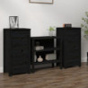 Sideboards 2 Stk. Schwarz 40x35x80 cm Massivholz Kiefer