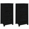 Sideboards 2 Stk. Schwarz 40x35x80 cm Massivholz Kiefer