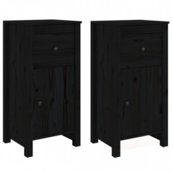 Sideboards 2 Stk. Schwarz 40x35x80 cm Massivholz Kiefer