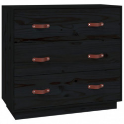 Sideboard Schwarz 80x40x75 cm Massivholz Kiefer