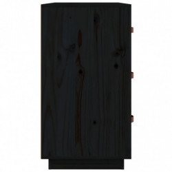 Sideboard Schwarz 80x40x75 cm Massivholz Kiefer