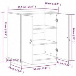 Sideboard Schwarz 65,5x40x75 cm Massivholz Kiefer