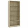 Bücherregal 5 Fächer Sonoma-Eiche 80x24x175 cm Holzwerkstoff