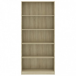 Bücherregal 5 Fächer Sonoma-Eiche 80x24x175 cm Holzwerkstoff