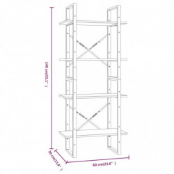 Bücherregal 4 Fächer Grau Sonoma 60x30x140 cm Holzwerkstoff