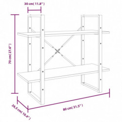 Bücherregal 2 Fächer Grau Sonoma 80x30x70 cm Holzwerkstoff