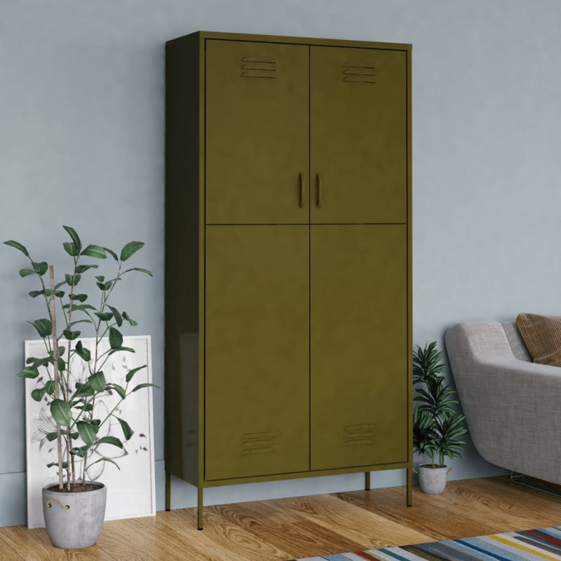 Kleiderschrank Olivgrün 90x50x180 cm Stahl