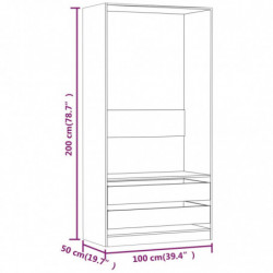 Kleiderschrank Räuchereiche 100x50x200 cm Holzwerkstoff