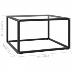 Couchtisch Schwarz mit Hartglas 60x60x35 cm