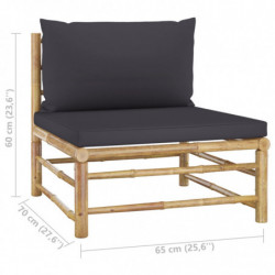 2-tlg. Garten-Lounge-Set mit Kissen Dunkelgrau Bambus