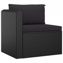 9-tlg. Garten-Lounge-Set mit Auflagen Poly Rattan Schwarz