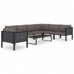 Sofa-Eckelement mit Linker Armlehne Poly Rattan Anthrazit