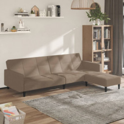 Schlafsofa 2-Sitzer mit Hocker Taupe Mikrofasergewebe